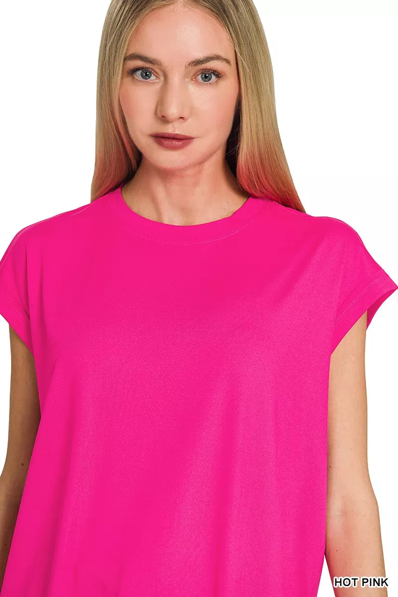 Sarah Express Women's Brushed Microfiber Top & Biker Shorts Set