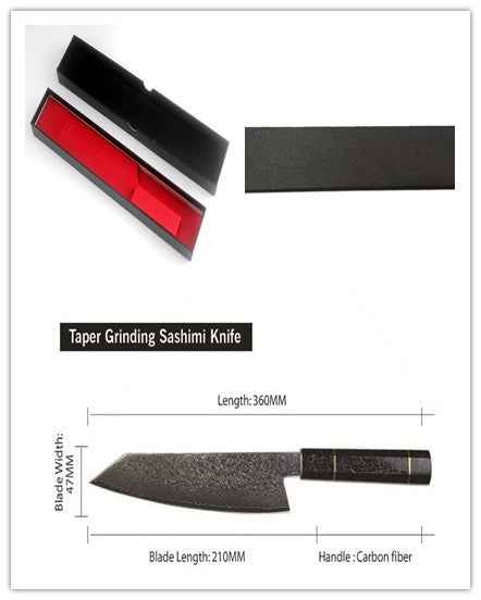 Sarah Express 67-Layer Damascus Steel Chef Knife - Professional Japanese Kitchen Knife Carbon fiber handle set