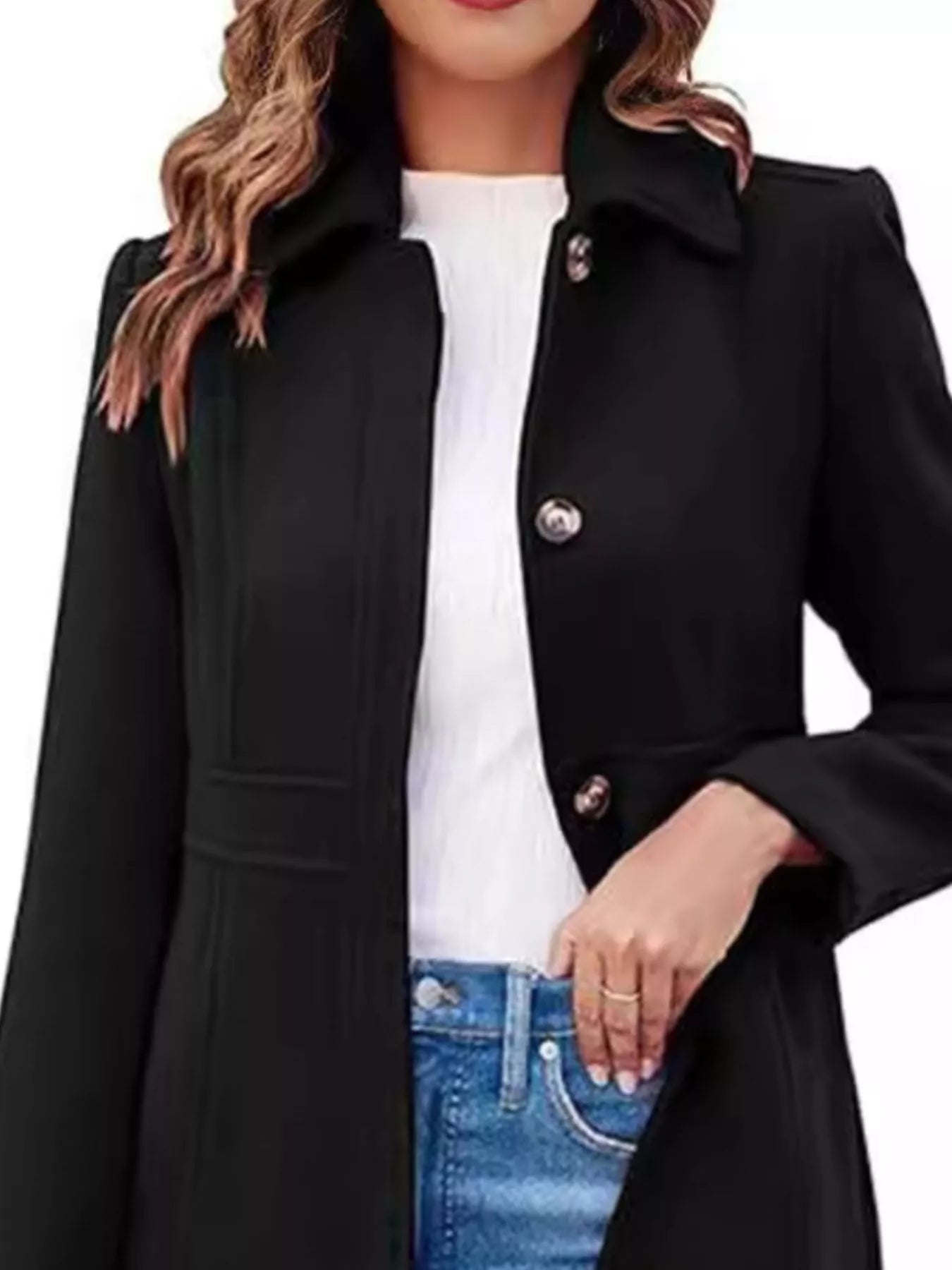 Sarah Express Women's Button-Down Wool Blend Coat