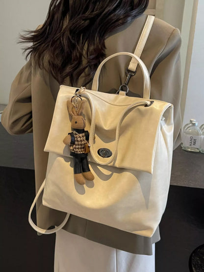 Sarah Express Women's Leather Flap Backpack Bag - Medium PU Leather