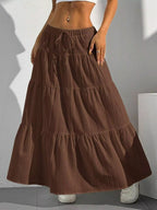 Sarah Express Women's Flowy Tiered Maxi Skirt