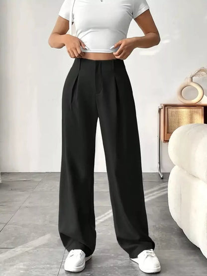 Sarah Express Women's Wide Leg Pleated Pants with Pockets
