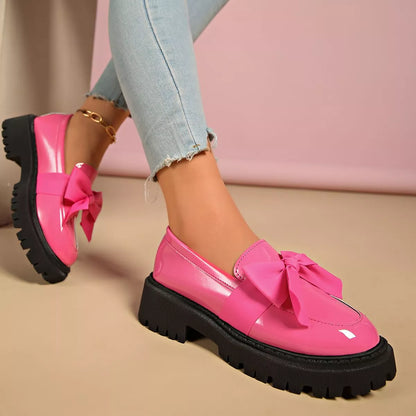 Sarah Express Women's Bow Decor Round Toe Loafers