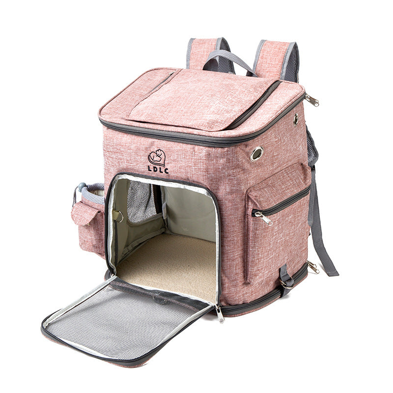 Sarah Express Transparent Portable Cat Backpack Pet Carrier - Ventilated Travel Bag for Cats & Small Dogs Light pink Bag L