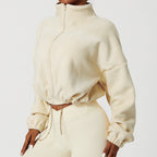 Sarah Express Women's Cashmere Sports Coat Stand Collar Loose Fit Autumn Jacket