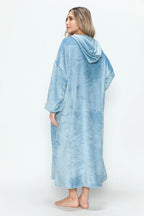 Sarah Express Women’s Plus Size Hooded Midi Lounge Dress with Pockets