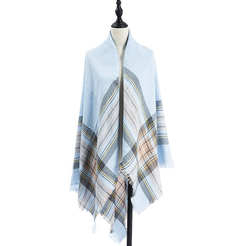 Sarah Express Women's Oversized Square Scarf Cashmere-like Double-Sided Shawl 140cm Woven Fall Winter Accessory