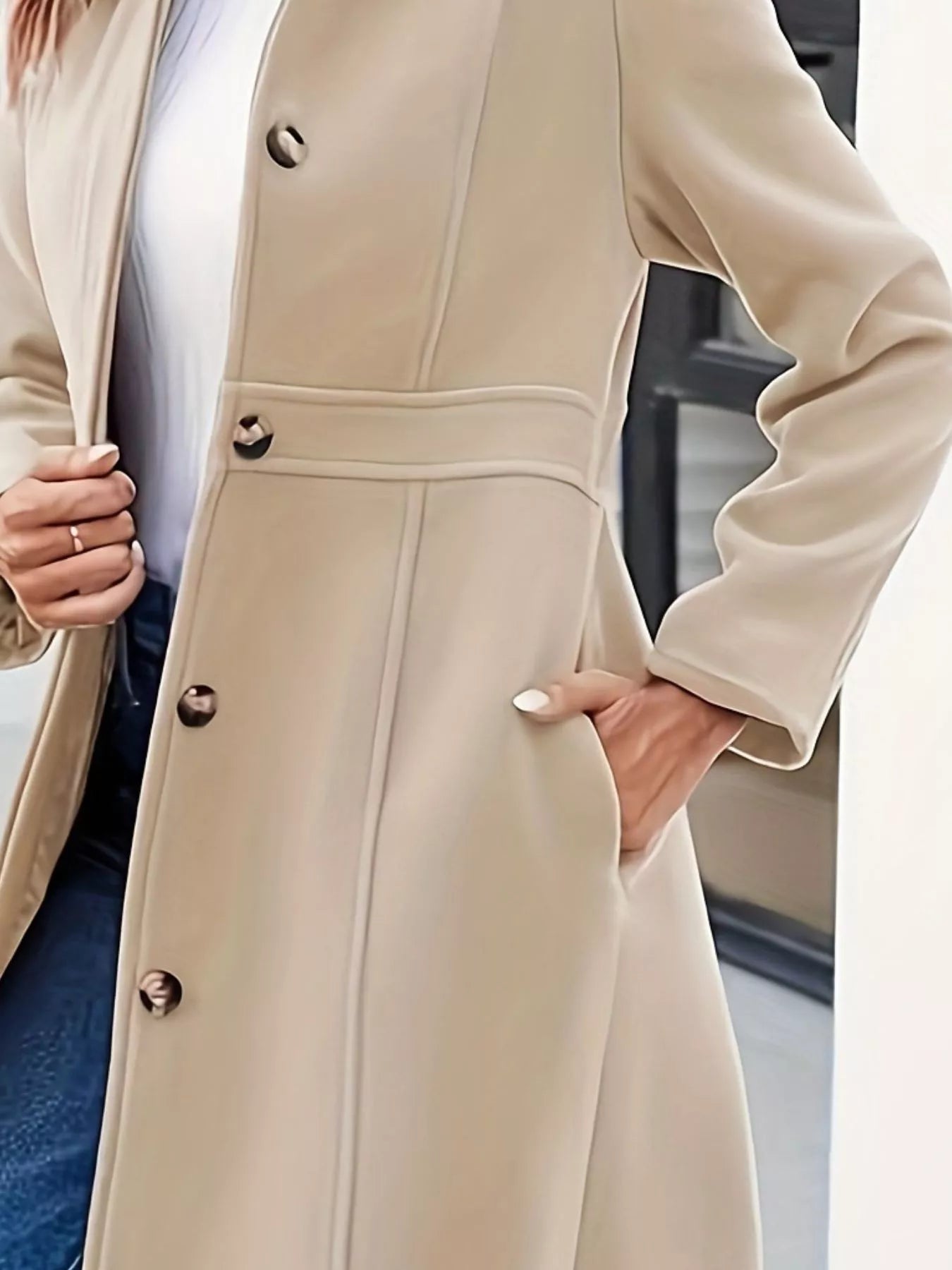 Sarah Express Women's Button-Down Wool Blend Coat