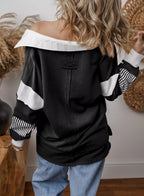 Sarah Express Women's Striped Color Block Long Sleeve Sweatshirt