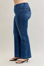 Sarah Express Women’s Plus Size Mid Rise Bootcut Jeans with Welt Pockets
