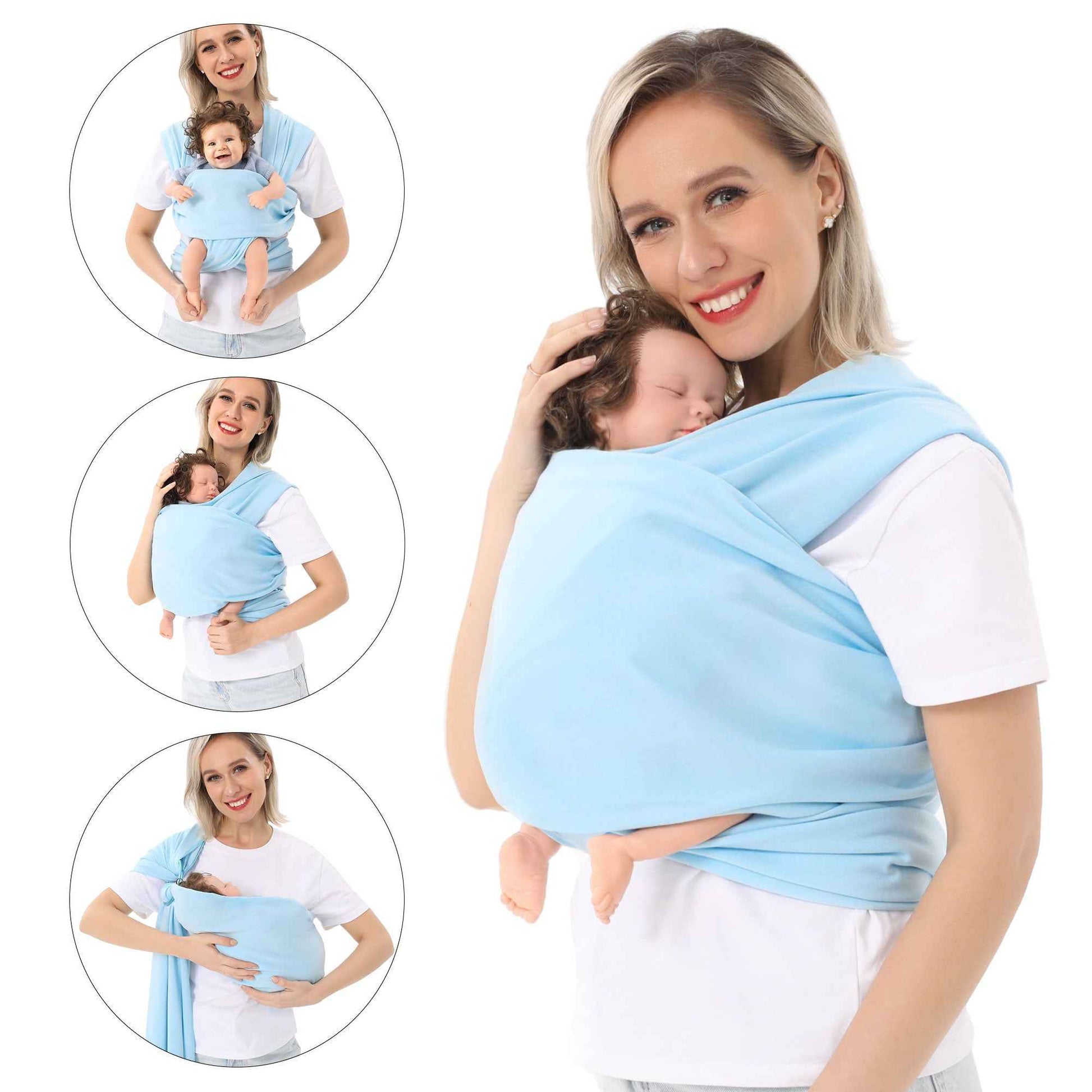 Sarah Express Multi-Functional Baby Carrier Front & Back Wrap - Ergonomic Infant Sling Blue