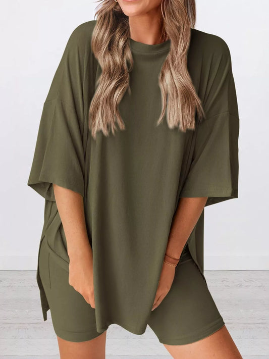 Sarah Express Women's Half Sleeve T-Shirt and Shorts Set Plus Size