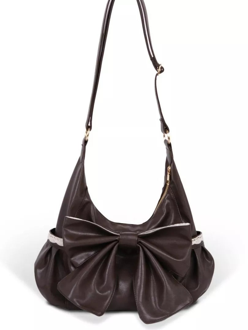 Sarah Express Women's Bow Accent Leather Crossbody Bag