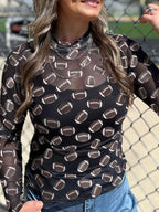 Sarah Express Women's Game Day Football Print Long Sleeve T-Shirt