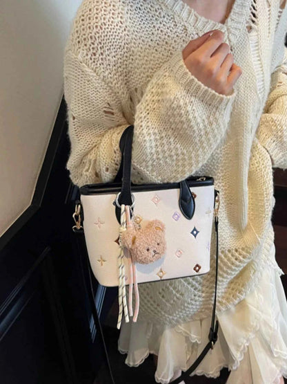 Sarah Express Women's Embroidered Pattern Crossbody Bag - Mini PU Leather Shoulder Bag Black ONESIZE