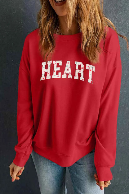 Sarah Express Women's Heart Embroidered Valentine Sweatshirt - Graphic Patched Pullover