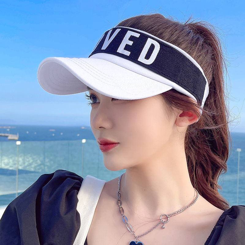 Sarah Express Women's Letter Print Sun Visor Adjustable Topless Hat UV Protection