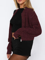 Sarah Express Women's Zip Up Long Sleeve Cardigan - Ribbed Knit Sweater