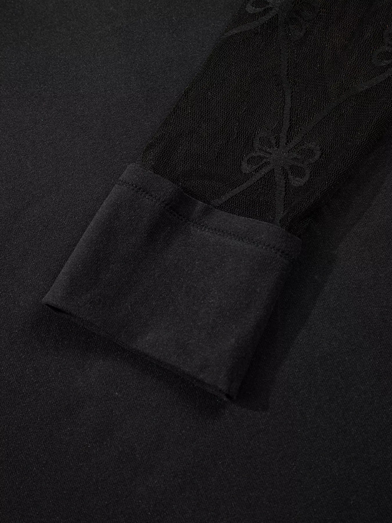 Sarah Express Women's Solid Color Bow Textured Patchwork Long Sleeve Top