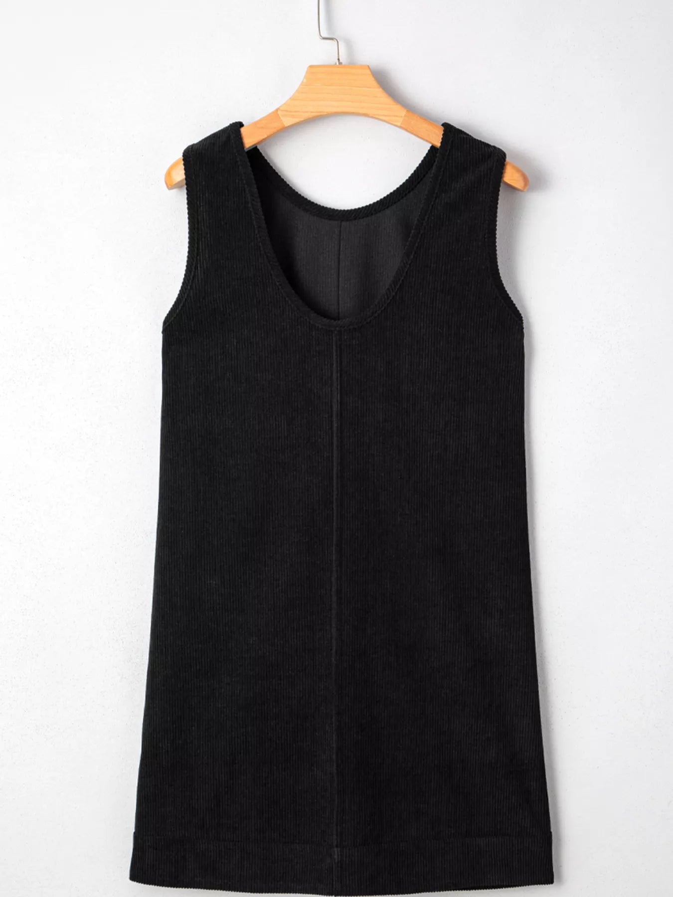 Sarah Express Women's Corduroy Sleeveless Mini Dress with Patched Pockets