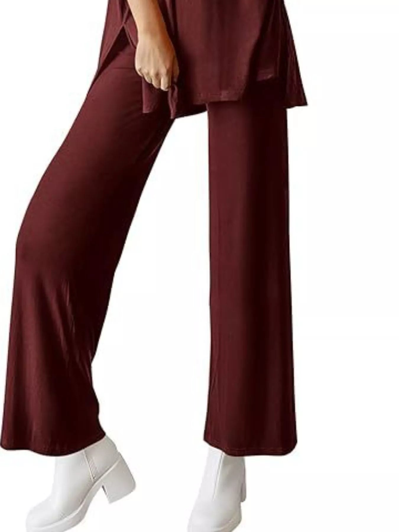 Sarah Express Relaxed Fit Round Neck Top and Pants Two-Piece Lounge Set