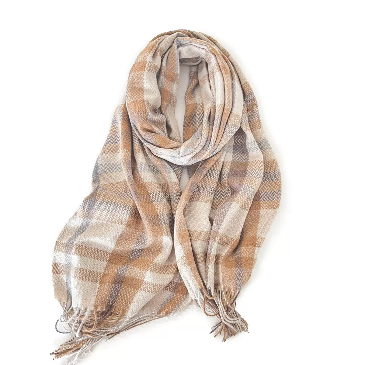 Sarah Express Women's Warm Plaid Fringe Scarf Style C One Size