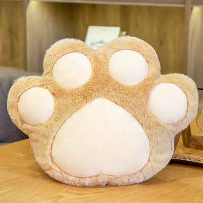 Sarah Express Plush Paw Cushion Floor Seat - Soft Filled Comfort Chair Pillow Light brown hand warmer 32x26cm