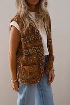 Trendsi Fleece Open Front Vest Coat