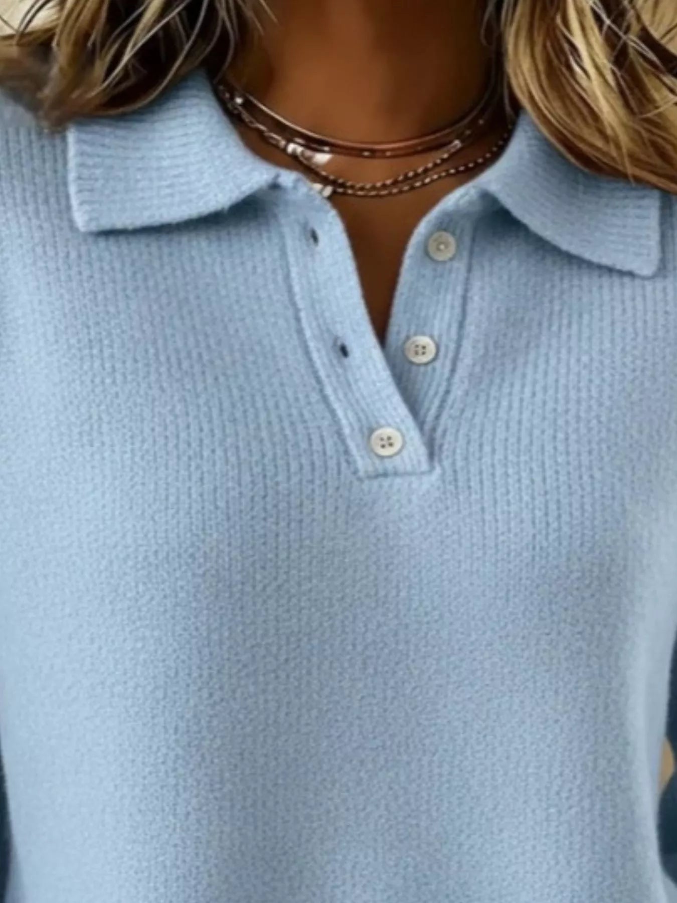 Sarah Express Women's Button Detail Drop Shoulder Sweater Plus Size