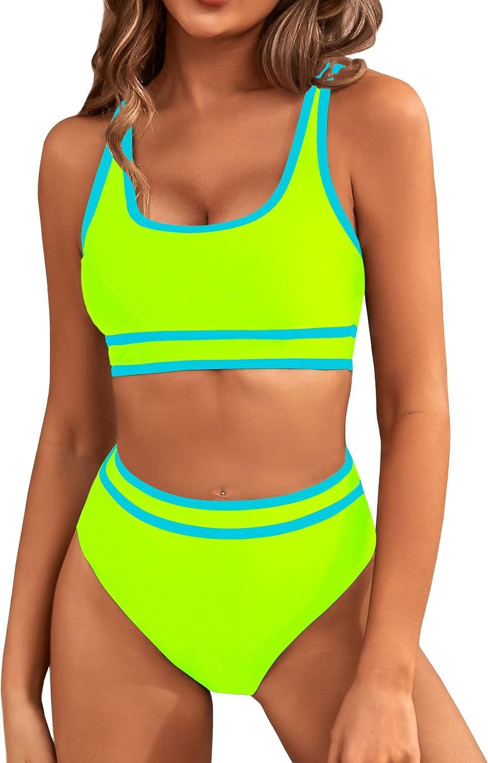 Sarah Express Women's Two-Piece Bikini Set - Tight-Fit Solid Color Swimsuit for Beach Swimming