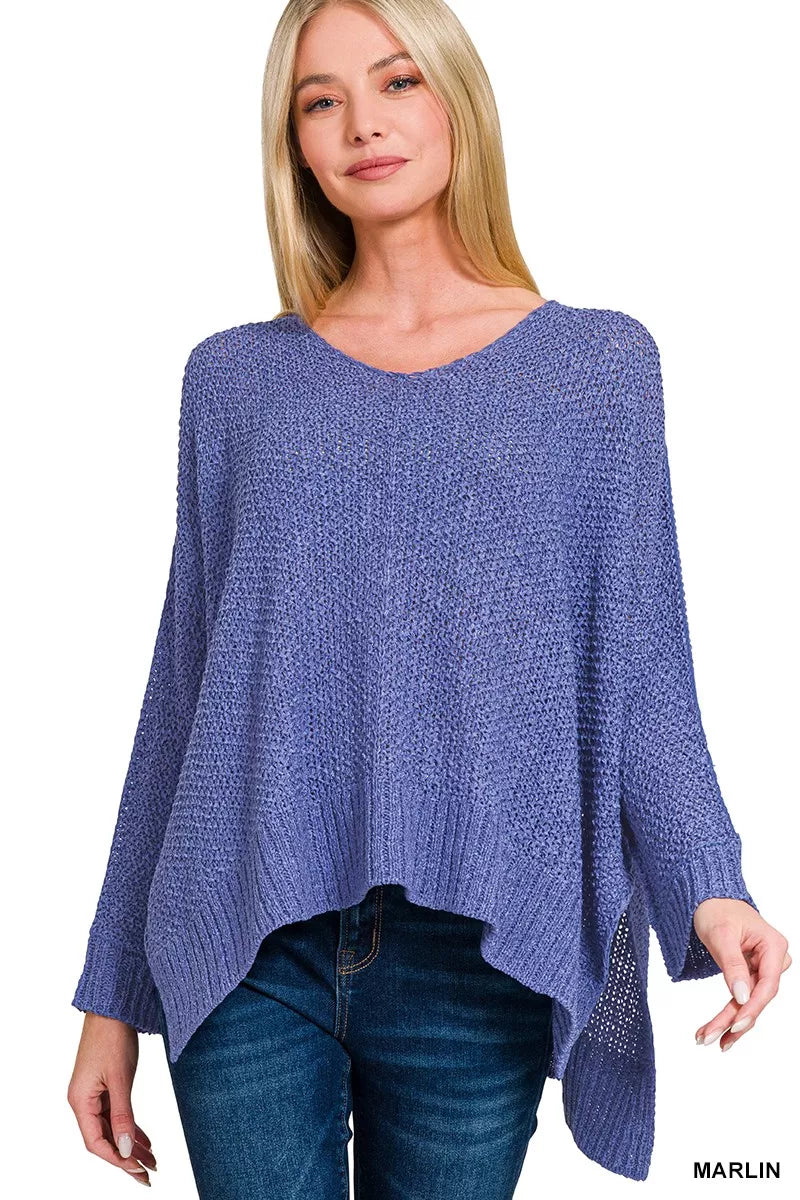 Sarah Express Women's Dolman Sleeve V-Neck Sweater MARLIN