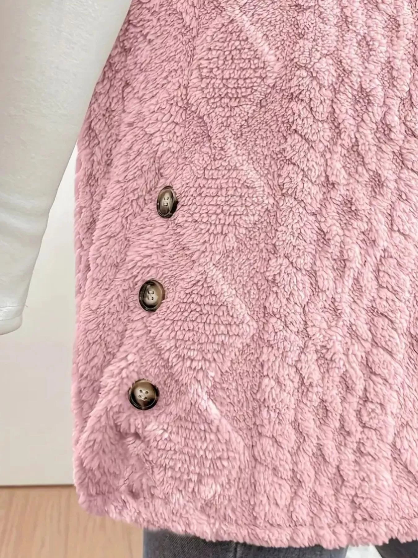 Sarah Express Women's Hooded Button-Up Sherpa Vest Coat