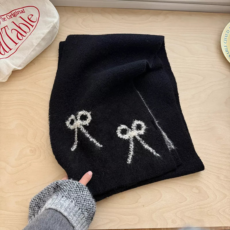 Sarah Express Women's Bow Winter Scarf Black ONESIZE