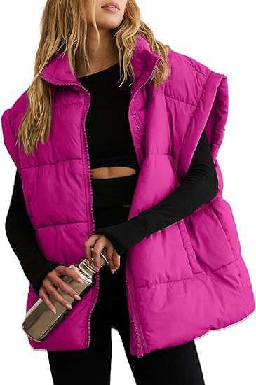 Sarah Express Cotton Padded Puffer Vest Stand Collar Zipper Pockets Sleeveless