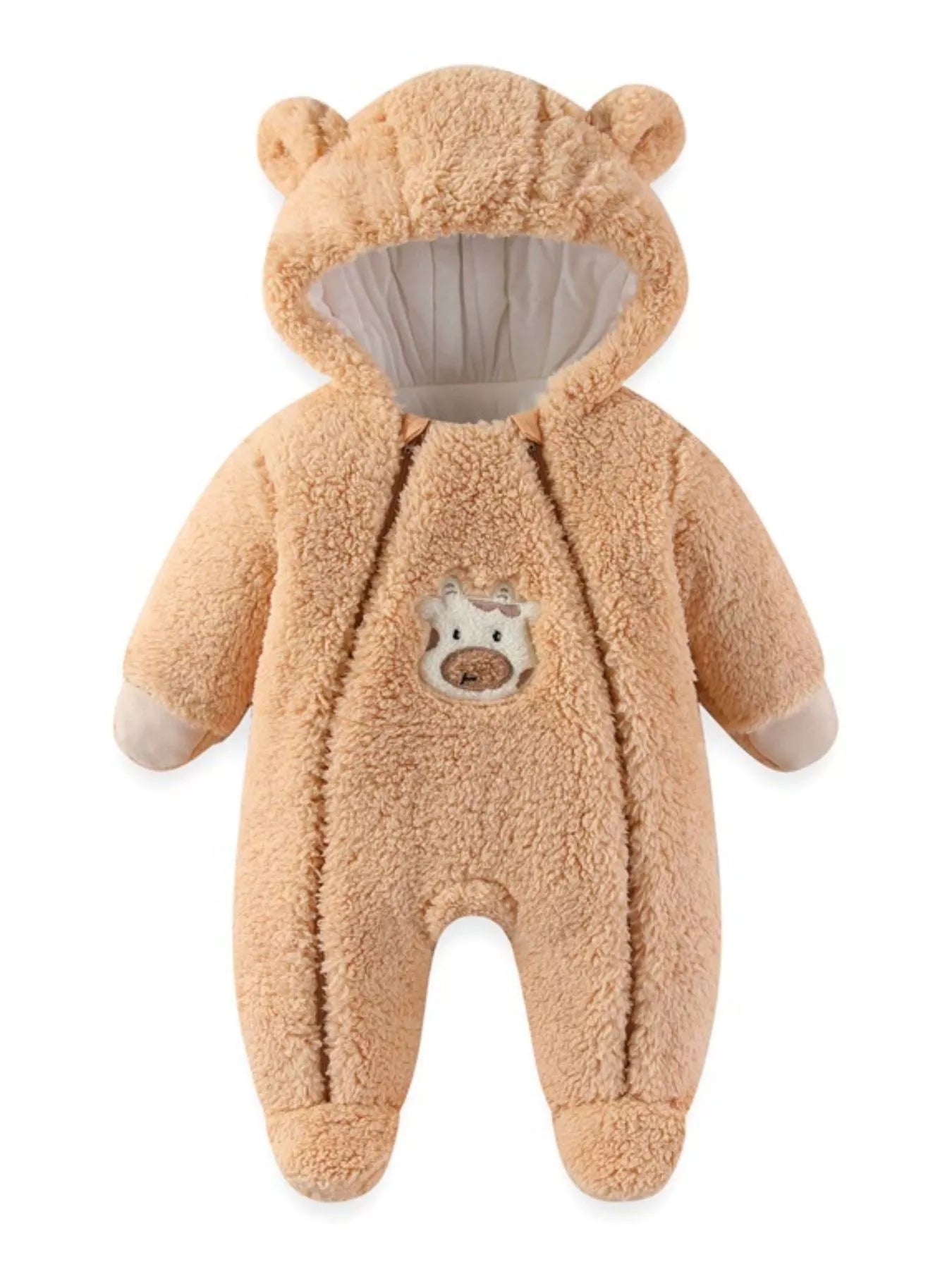 Sarah Express Women's Bunny Hooded Fleece One-Piece Pajamas - Cozy Loungewear Sherbet