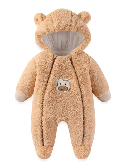 Sarah Express Women's Bunny Hooded Fleece One-Piece Pajamas - Cozy Loungewear Sherbet