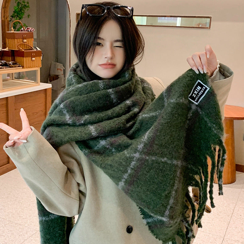 Sarah Express Women's Plaid Print Scarf Warm Imitation Cashmere Neck Wrap Winter Fall Accessory