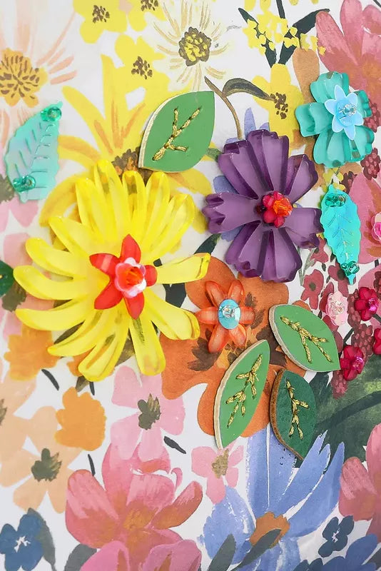 Sarah Express Women's Dreams Blossom Shoulder Bag - Vegan Leather Floral Embellished Handbag