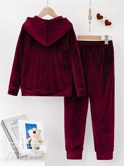 Sarah Express Women's Velvet Hoodie and Pants Set Plus Size