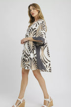 Sarah Express Women’s Abstract Print Kimono Sleeve Mini Dress Casual