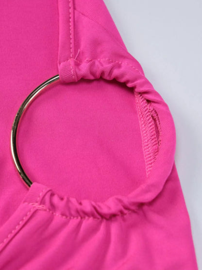 Sarah Express Women's Backless One-Shoulder Ruched Bodycon Maxi Dress