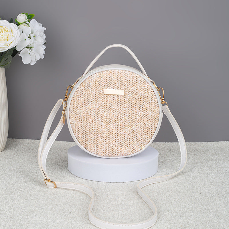 Sarah Express Woven Straw Round Bag White