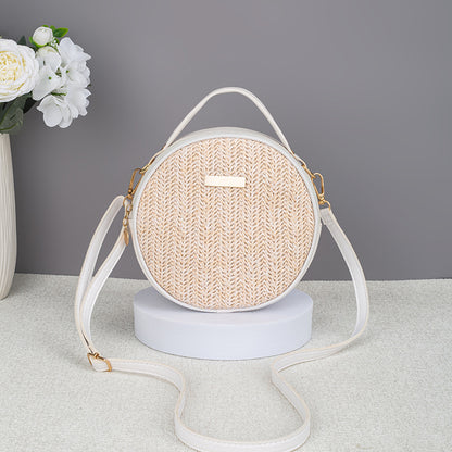 Sarah Express Woven Straw Round Bag White