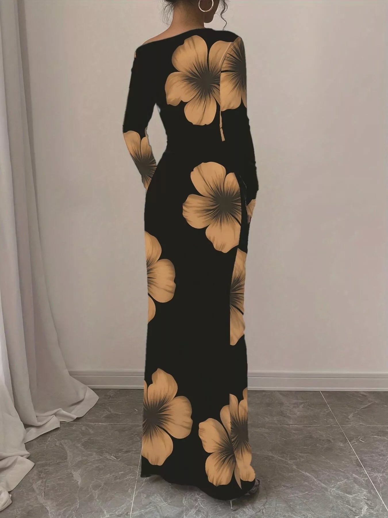 Sarah Express Women's Floral Print One Shoulder Maxi Dress