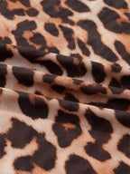 Sarah Express Women's Leopard Mock Neck Long Sleeve Mesh Top