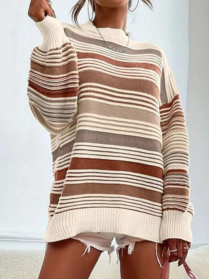 Sarah Express Women's Striped Knit Long Sleeve Sweater
