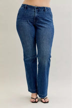 Sarah Express Women’s Plus Size Mid Rise Bootcut Jeans with Welt Pockets
