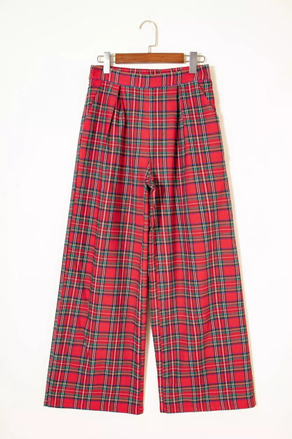 Sarah Express Women's Plaid Wide-Leg Pants