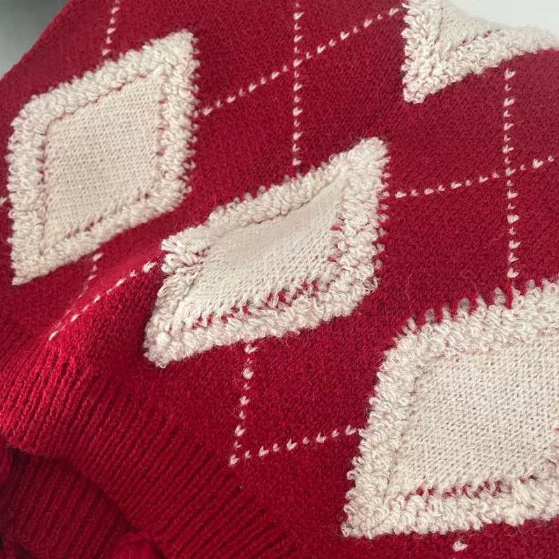 Sarah Express Women's Diamond Pattern Knitted Tassel Scarf