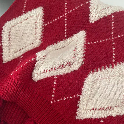 Sarah Express Women's Diamond Pattern Knitted Tassel Scarf